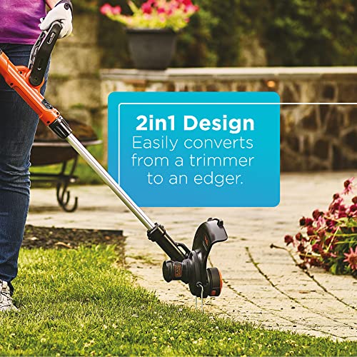 Black+Decker 40V MAX String Trimmer and Edger Kit, Cordless, 13 inch, 2-in-1, Battery and Charger Included (LST140C)