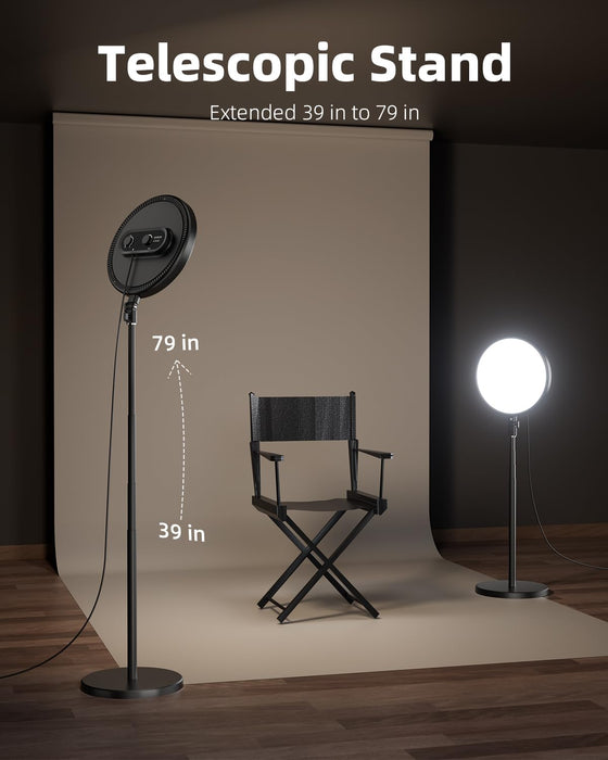 TODI Ring Light with Stand and Phone Holder Kit, 6500K Full-Screen Large Ring Light with Remote, 79" Professional Big Ring Light for Live Stream, YouTube, TikTok, Makeup, Video, Barber, Photography