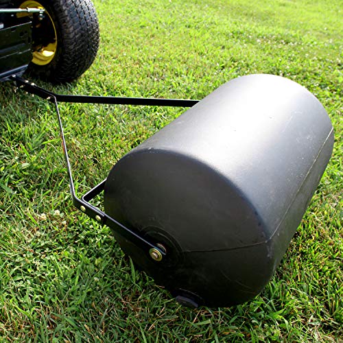 Brinly PRC-241BH-A 270 lb. Combination Push/Tow Poly Lawn Roller with Easy-Turn Tethered Plug, 18 by 24"