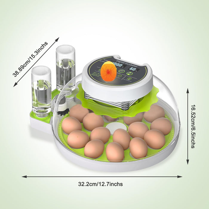 18 Egg Incubator for Hatching Eggs With Automatic Turner and Humidity Control, Quail Egg Hatching Incubator 360°View, Suitable for Chicken Duck and Other Poultry