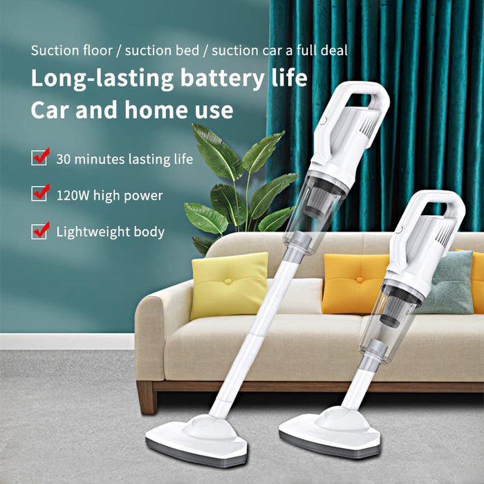 TOCAVE Cordless Stick Vacuum Cleaner, Lightweight Powerful Suction Handheld Vacuum for Hard Floor Carpet Pet Hair, White (ST-6101EG)