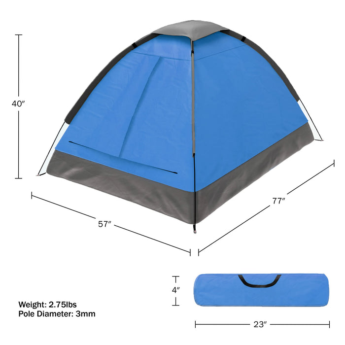 2 Person Tent – Rain Fly & Carrying Bag – Lightweight Dome Tents for Kids or Adults – Camping, Backpacking, and Hiking Gear by Wakeman Outdoors