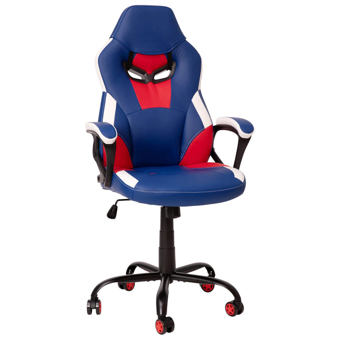 Flash Furniture Stone Ergonomic PC Office Computer Chair - Adjustable Red & Blue Designer Gaming Chair - 360° Swivel - Red Dual Wheel Casters