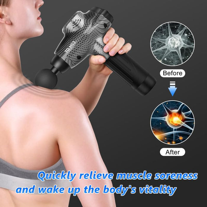 TOLOCO Massage Gun Deep Tissue, Back Massage Gun, Percussion Massage Gun for Pain Relief