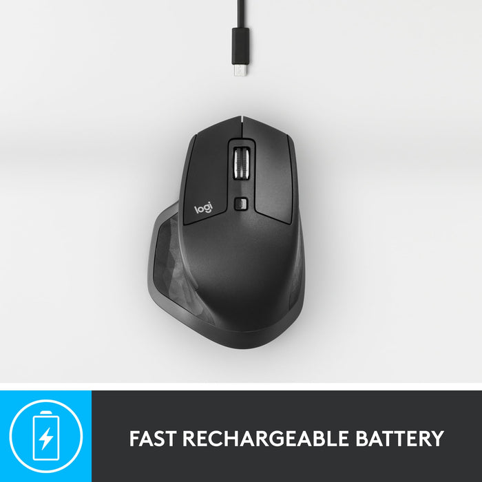 Logitech MX Master 2S Bluetooth Edition Wireless Mouse – Use on Any Surface, Hyper-Fast Scrolling, Ergonomic, Rechargeable, Control Up to 3 Apple Mac and Windows Computers - Graphite