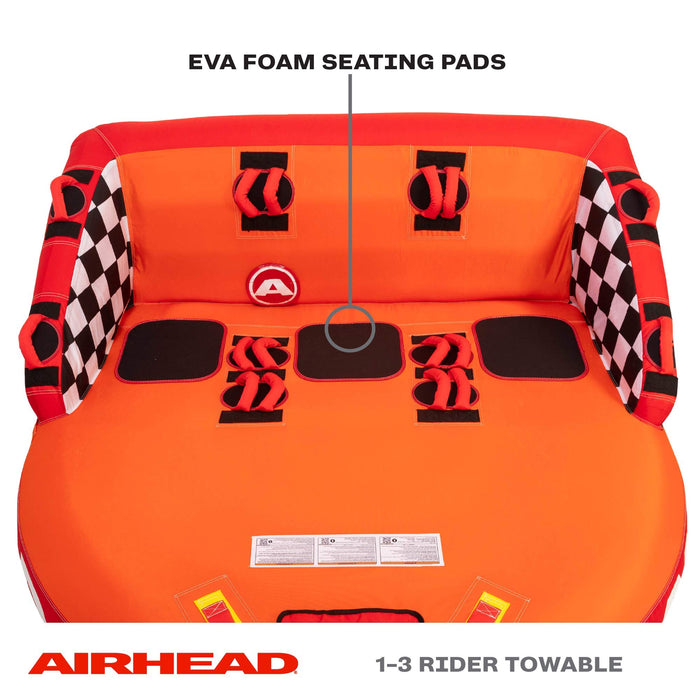 Airhead Super Mable Towable Tube | 1-3 Rider Towable Tube for Boating and Water Sports | Dual Tow Points | Full Nylon Cover | EVA Foam Pads | Patented Speed Valve | Boat Tubes and Towables