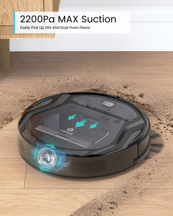 Lefant Vacuum and Mop Combo, WiFi/App/Alexa Control, 2000Pa Strong Suction 2 in 1 Mopping Robotic Vacuum Cleaner, Self-Charging, Tangle-Free, Slim, Ideal for Hard Floor, Pet Hair, Carpet M210B