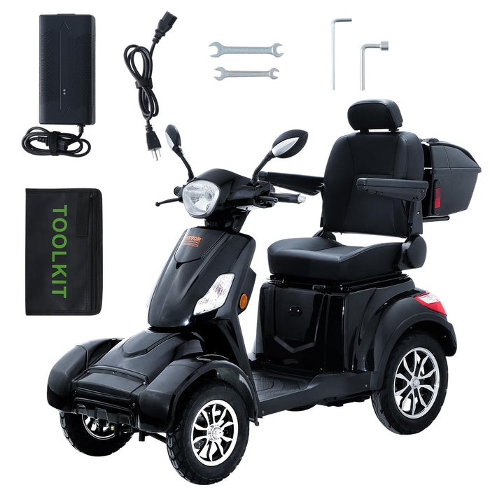 VEVOR Heavy Duty 4-Wheel Mobility Scooters for Seniors & Adults 500lbs Capacity - 31 Miles 3-Speed Long Range, 800W All Terrain Electric Recreational Scooter Wheelchair with 25° Max Climbing Capacity