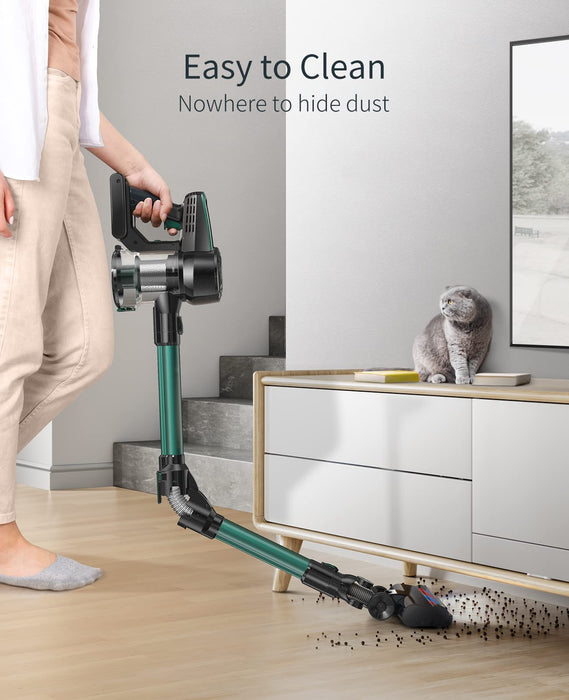 Cordless 30KPA Powerful Suction Stick Vacuum Cleaner with Foldable Tube & Large LED Display, Handheld Vacuum Cleaner for Floor, Carpet, Pet Hair, Detachable Battery