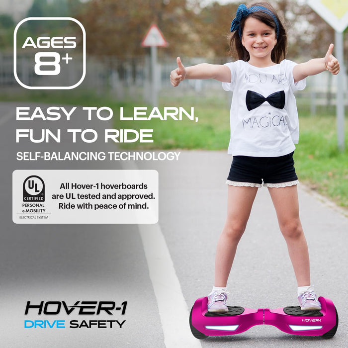 Hover-1 Drive Electric Self-Balancing Hoverboard with 7 mph Max Speed, Dual 160W Motors, 3 Mile Range, and 6.5” Wheels