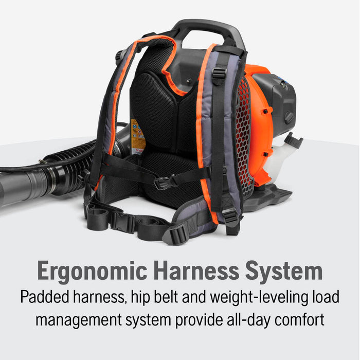 Husqvarna 150BT Gas Leaf Blower, 51-cc 2.16-HP 2-Cycle Backpack Leaf Blower, 765-CFM, 270-MPH, 22-N Powerful Clearing Performance and Ergonomic Harness System