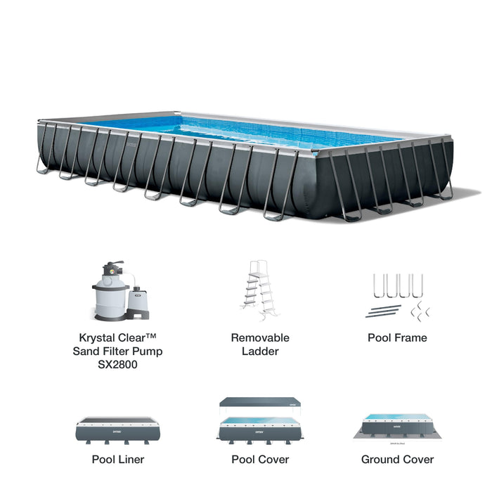 INTEX 26373EH Ultra XTR Deluxe Rectangular above Ground Swimming Pool Set: 32ft x 16ft x 52in – includes 2800 GPH Sand Filter Pump – SuperTough Puncture Resistant – Rust Resistant – Easy to Assemble