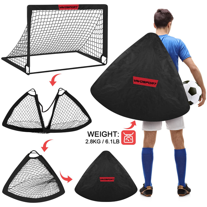 Kids Soccer Goals for Backyard Set - 2 of 4' x 3' Portable Soccer Goal Training Equipment, Pop Up Toddler Soccer Net with Soccer Ball, Soccer Set for Kids and Youth Games, Sports