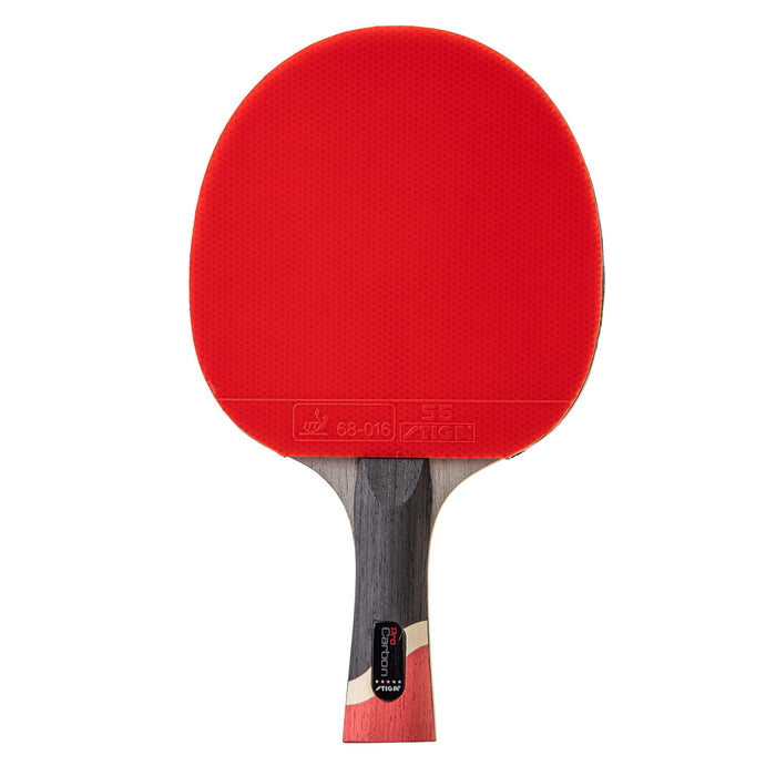 STIGA Pro Carbon Performance-Level Table Tennis Racket with Carbon Technology for Tournament Play - Red and Blue Colors