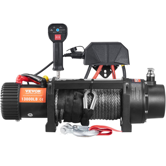 VEVOR Electric Winch, 12V 13,000 lb Load Capacity Nylon Rope Winch, IP67 3/8” x 85ft ATV Winch with Wireless Handheld Remote & Hawse Fairlead for Towing Jeep Off-Road SUV Truck Car Trailer Boat