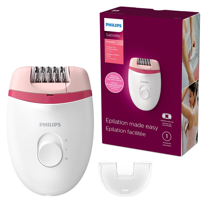 Philips Beauty Satinelle Essential Compact Hair Removal Epilator for Women, BRE235/04