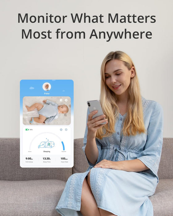 eufy Baby Smart Sock S340 Baby Monitor with 2.4 GHz Wi-Fi, Track Sleep Patterns, Naps, Heart Rate, and Blood Oxygen Levels, 2K Camera, AI Cry Detection, Pan and Tilt, No Monthly Fee