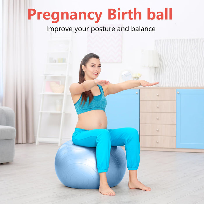 PRIMASOLE Exercise Ball for Balance Stability Fitness Workout Yoga Pilates at Home Office & Gym 45cm Pale Gray