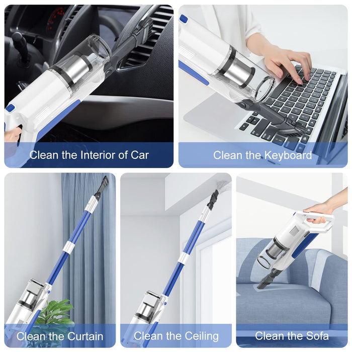 Whall Cordless Vacuum Cleaner, Upgraded 25Kpa Suction 280W Brushless Motor Stick Vacuum Cleaner, Lightweight Handheld Vacuum for Home Pet Hair Carpet Hard Floor, up to 55mins Runtime