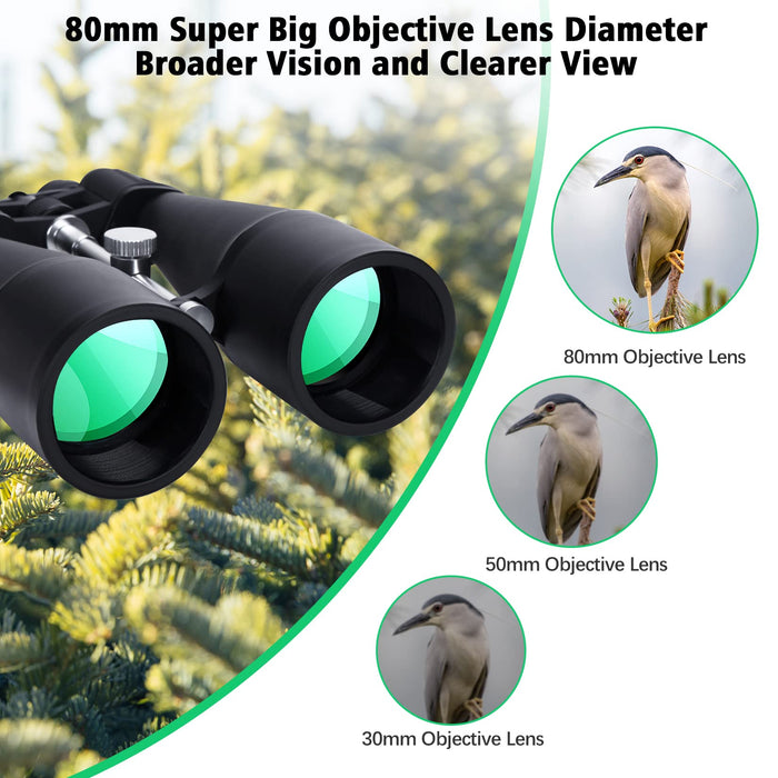 High Power Binoculars for Adults 30-260X80 LoncRange Binoculars Stargazing Telescope for Birdwatching Hunting Travel Football Games with Carrying Case and Strap