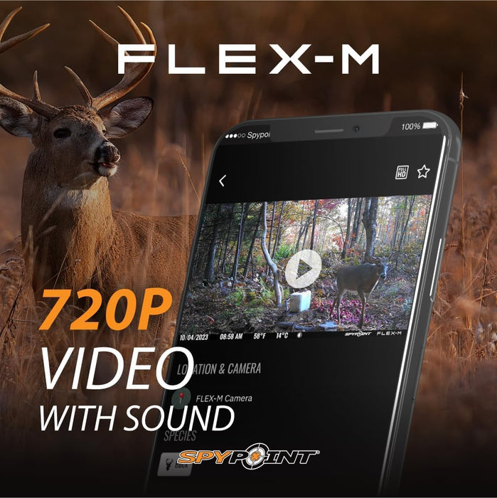 SPYPOINT Flex-M Cellular Trail Camera - Best Value in Hunting Accessories, No WiFi Needed, GPS, Night Vision, Dual-Sim LTE Connectivity, IP65 Water-Resistant, 28MP Photos, 720p Videos + Sound (1)