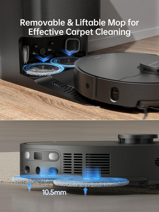 dreame X40 Ultra Robotic Vacuum with Removable & Liftable Mop, 12,000Pa Suction, Side Brush Extensive Cleaning, 158°F Mop & Washboard Self Cleaning, Auto-Empty, Auto Refill, liftable Brushes