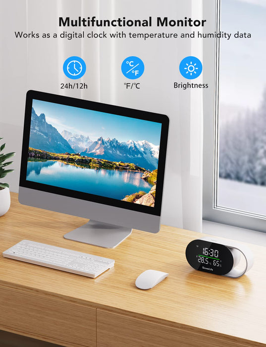 GoveeLife Smart Air Quality Monitor with PM2.5, WiFi, Temperature & Humidity Sensors, LED Display, 2s Refresh, 2-Year Data Storage, for Home & Office