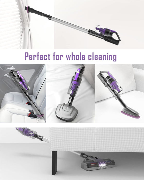 Cordless Vacuum Cleaner, 24Kpa Powerful Suction Stick Vacuum Cleaner, 6 in 1 Cordless Stick Vac, Up to 45 Minutes Runtime, Lightweight Handheld Vacuum for Hardwood Floor Carpet Carpet Pet Cleaning