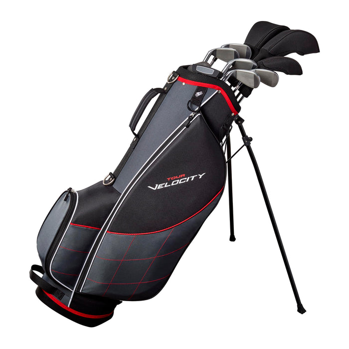 Wilson Tour Velocity Complete Golf Set with Stand Bag - Men's Right Hand, Regular Flex, Black/Red