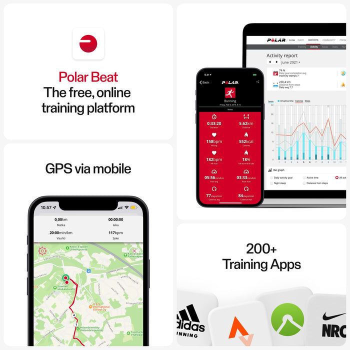 Polar H10 Heart Rate Monitor – ANT + , Bluetooth - Waterproof HR Sensor with Chest Strap - Built-in memory, Software updates - Works with Fitness apps, Cycling computers, Sports and Smart watches