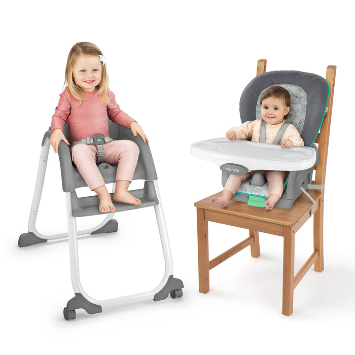 Ingenuity Full Course 6-in-1 High Chair - Baby to 5 Years Old, 6 Convertible Modes, 2 Dishwasher Safe Trays - Astro, 13108