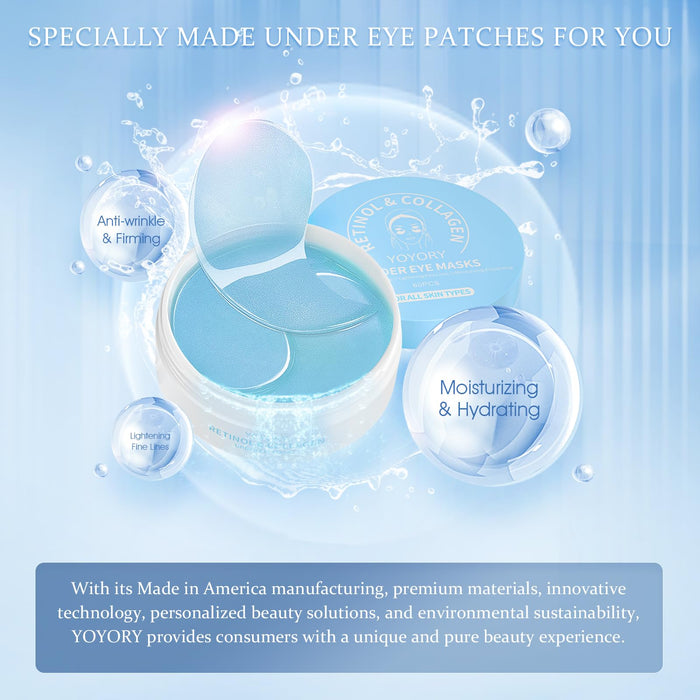 YOYORY Under Eye Masks Patches - for Wrinkles, Dark Circles, Puffy Eyes, Fine Lines, Eye Bags Treatment with Hyaluronic Acid and Collagen Moisturizing (60Pcs), Sapphire Blue