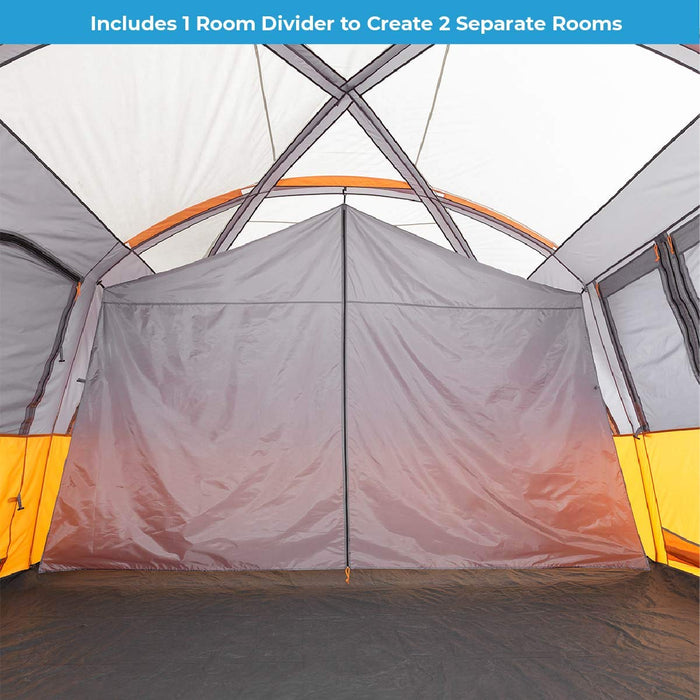 CORE 12 Person Tent | Large Multi Room Camping Tent for Outdoor Family Camping | Portable Cabin Stand Up Tent with Storage Pockets for Camping Accessories, 16ft x 11ft