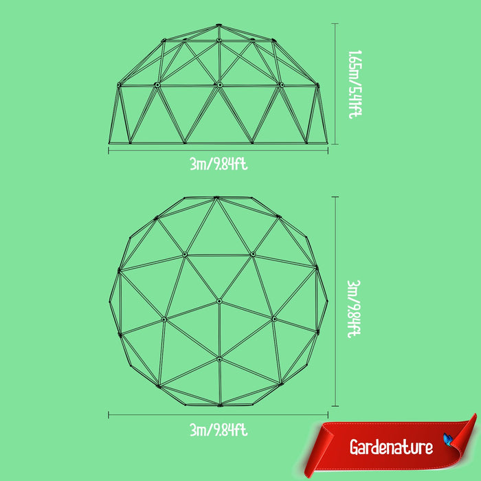 Gardenature Climbing Dome Monkey Bars for Backyard Outdoor Jungle Gym Toddlers Climbing Dome for Kids 8-12 Geometric Geodome Dome Climber with Tent Outdoor Play Equipment 10FT,Green-Withe