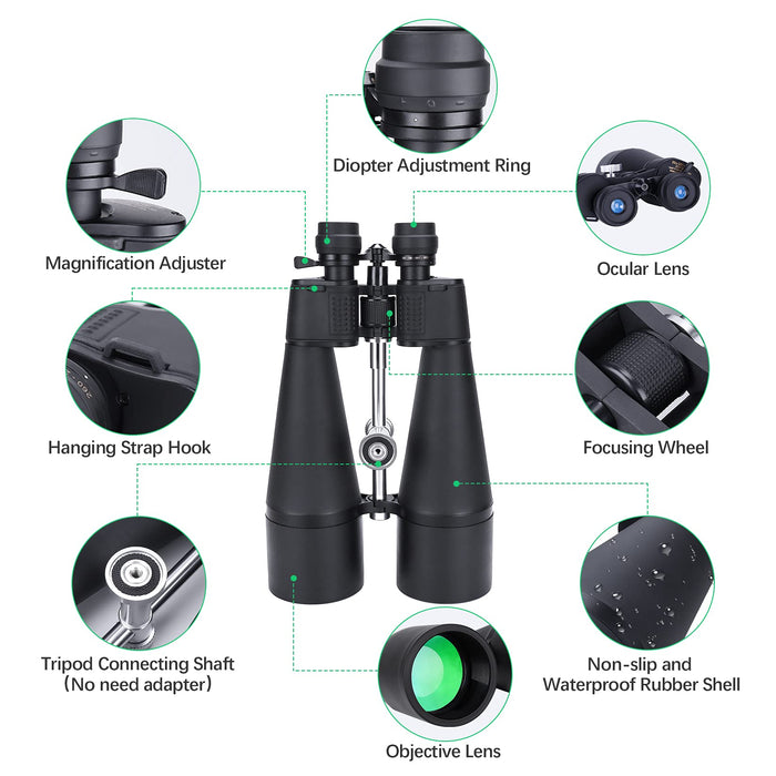 High Power Binoculars for Adults 30-260X80 LoncRange Binoculars Stargazing Telescope for Birdwatching Hunting Travel Football Games with Carrying Case and Strap