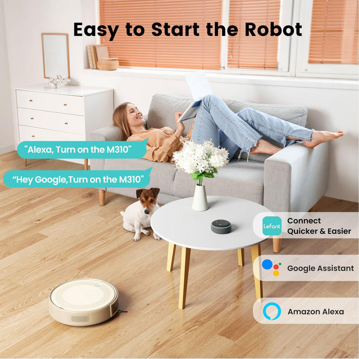 Lefant M310 Robot Vacuum Cleaner-4500Pa Suction, PreciSense Obstacle Avoidance, Brushless Motor, Quite, Slim, 140Mins, Self-Charging Robotic Vacuum, App/Wi-Fi/Alexa, Ideal for Pet Hair Hard Floor