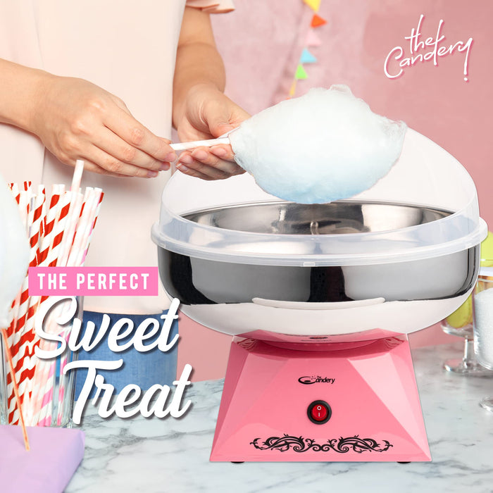 Cotton Candy Machine with Stainless Steel Bowl 2.0 - Cotton Candy Maker, 10 Cones & Sugar Scoop - Nostalgic Household Cotton Candy Machine for Kids, Birthday Party - Use with Floss Sugar, Hard Candy- By The Candery