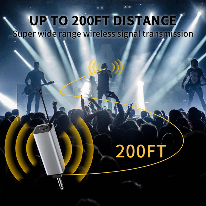 voijump Wireless Microphone, Handheld UHF Dual Metal Cordless Dynamic Mic System with Rechargeable Receiver,200ft Range,for Karaoke, Speech, Party, Wedding, Church,Singing Machine-Auto Connect