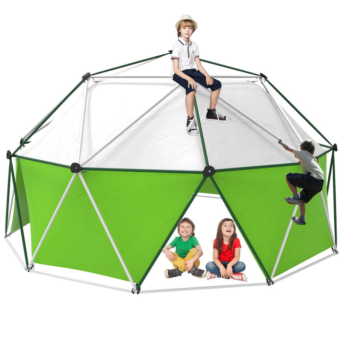 Gardenature Climbing Dome Monkey Bars for Backyard Outdoor Jungle Gym Toddlers Climbing Dome for Kids 8-12 Geometric Geodome Dome Climber with Tent Outdoor Play Equipment 10FT,Green-Withe