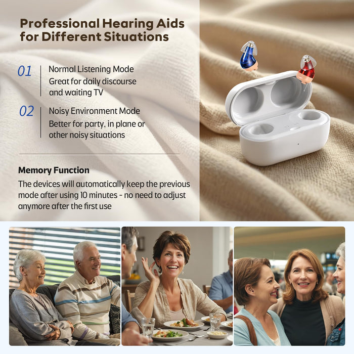 Hearing Aids (Not Amplifiers), Vivtone Rechargeable Digital Hearing Aids with 16-Channel Sound Processing for Superior Sound Quality, Over-the-Counter Hearing Solution for Hearing Loss, SuperMini-br