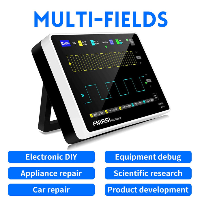 FNIRSI 1013D Plus Oscilloscope - Portable Handheld Tablet Oscilloscope with 100X High Voltage Probe, 2 Channels 100Mhz Bandwidth 1GSa/s Sampling Rate 7" TFT LCD Touch Screen