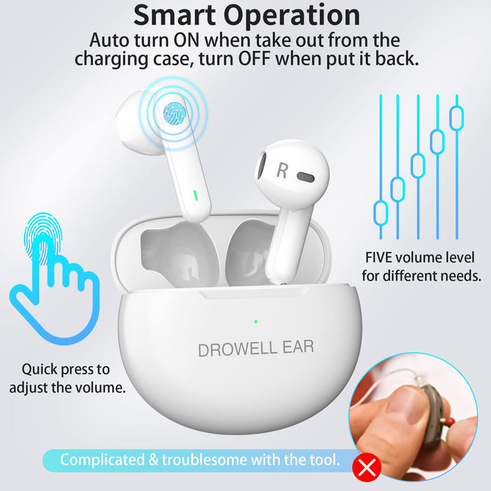 Hearing Aids, Hearing Aids for Seniors Rechargeable with Noise Cancelling, Hearing Amplifiers for Seniors & Adults Hearing Loss with Portable Charging Case