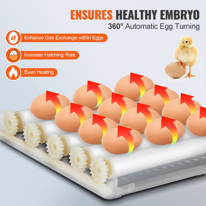 VEVOR NLF64-5280 Incubators for Hatching, Automatic Turner with with Temperature and Humidity Control, 12 Eggs Poultry Hatcher with ABS Transparent Shell for Chicken, Duck, Quail, Blue