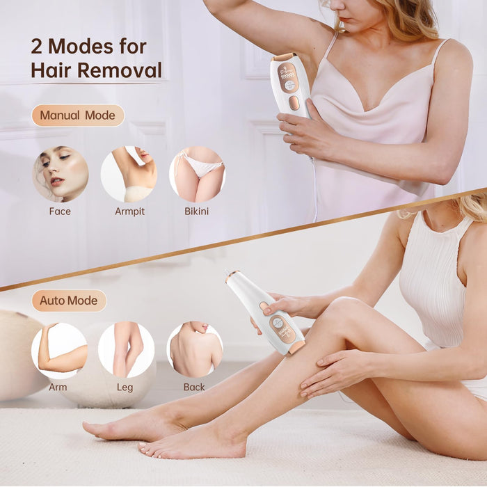 ARTOLF Laser Hair Removal IPL Laser Hair Removal for Women and Men Permanent, 999999 Flashes, At-Home Hair Removal Device for Facial Legs Arms Whole Body Use (White Gold)