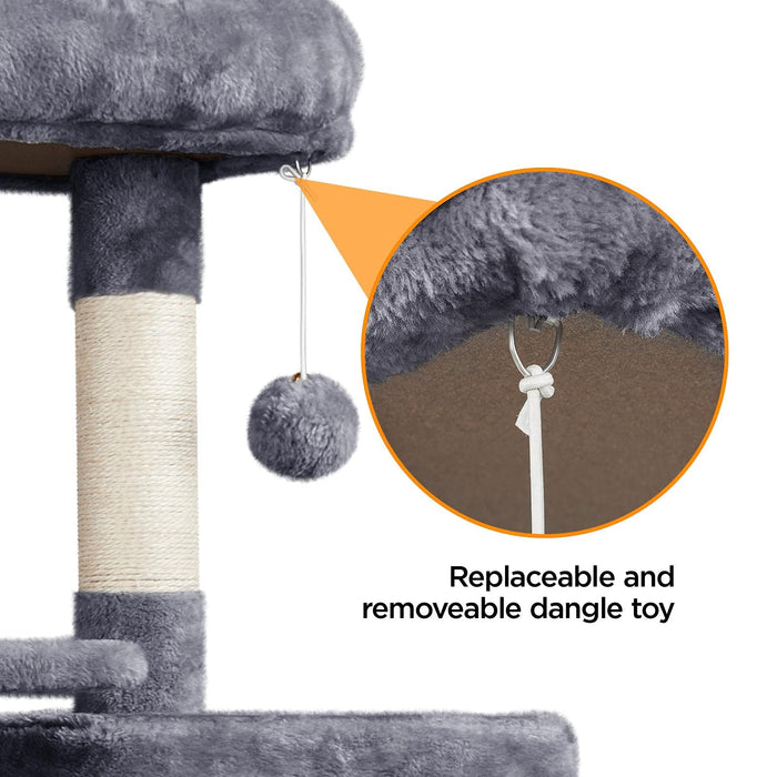 Yaheetech Large Multi-Level Cat Tree, 63 Inches Tall with Sisal-Covered Scratching Posts, Condo, Hammock, Dangling Ball, and Extended Platform for Cats to Play and Sleep