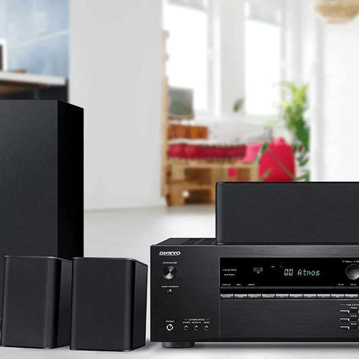 Onkyo HT-S3910 Home Audio Theater Receiver and Speaker Package, Front/Center Speaker, 4 Surround Speakers, Subwoofer and Receiver, 4K Ultra HD (2019 Model)