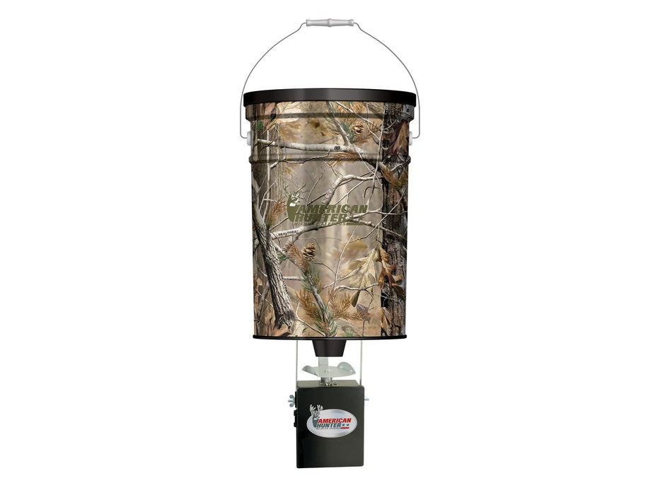 American Hunter 50 LB Hanging Feeder | Hunting Durable Lightweight Camo Metal Game Feeder with Automatic Delivery System | with E-Kit Photocell Kit