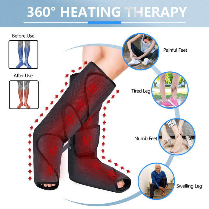 CINCOM Leg Massager with Heat and Compression, Leg Massager for Circulation and Pain Relief FSA HSA, Heating Calf Leg Air Compression Massager Help with Relief Edema RLS