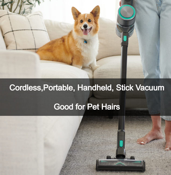 Wyze Cordless Vacuum Cleaner with 24Kpa Powerful Suction, Lightweight Stick with HEPA Filter, 450W Powerful Brushless Motor, 50mins Runtime for Home Hard Floor Carpet Pet Hair