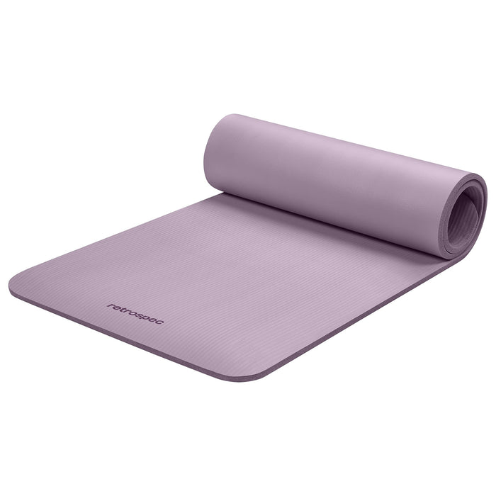 Retrospec Solana Yoga Mat 1/2" Thick w/Nylon Strap for Men & Women - Non Slip Excercise Mat for Yoga, Pilates, Stretching, Floor & Fitness Workouts, Violet haze